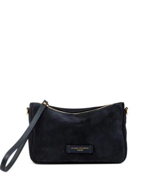 GIANNI CHIARINI Nora small suede clutch bag Blue BS10224CMPL