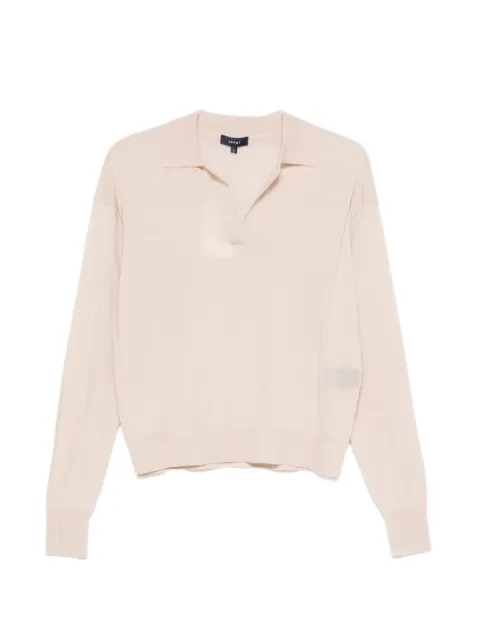 Soeur polo-collar long-sleeve wool T-shirt Pink PUL0279FLEMING