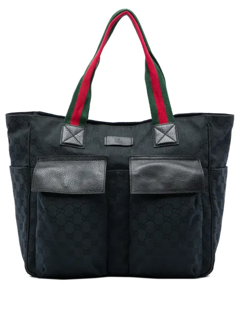 Gucci Pre-Owned 2016-2026 GG Canvas Web Double Pockets tote bag Black TONHWQMXXB67KOQL