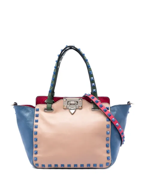 Valentino Garavani Pre-Owned 2000-2017 Mini Leather Colorblock Rockstud Trapeze satchel Neutrals SVTKNWYQYLM9E0P2