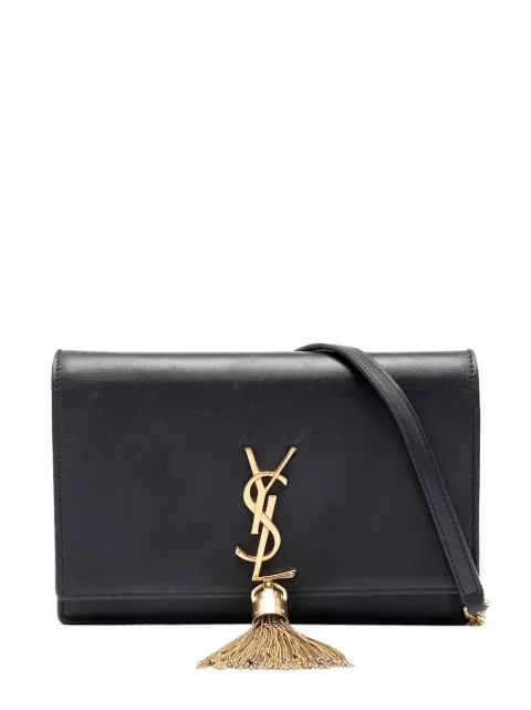Saint Laurent Pre-Owned 2017 Smooth Calfskin Monogram Kate Tassel Chain Wallet crossbody bag Black SH834391EIX778YX