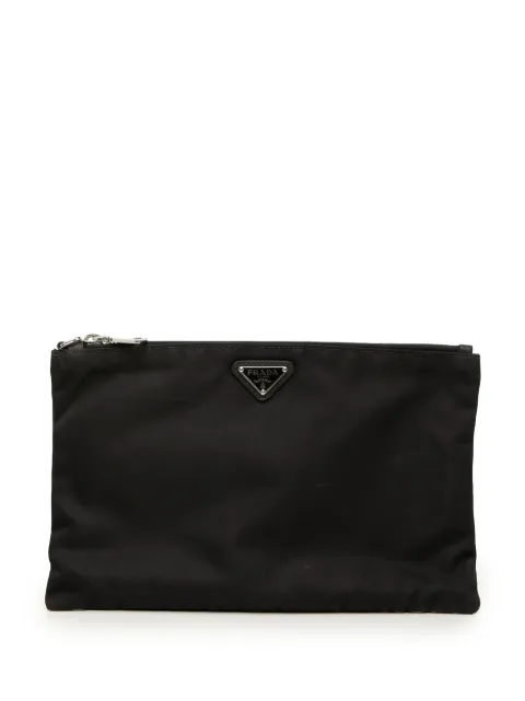 Prada Pre-Owned 2013-2026 Tessuto Zip clutch bag Black HI9JLAGUFYJTYF6Y