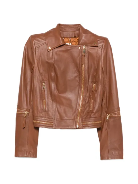 Elisabetta Franchi leather biker jacket Brown GD01Z66E2