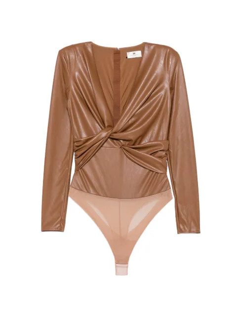 Elisabetta Franchi bodysuit with knot Brown BO04566E2