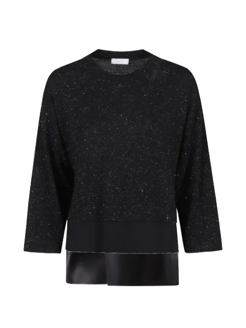 Peserico layered metallic-knit sweater Black A89310F14D9771
