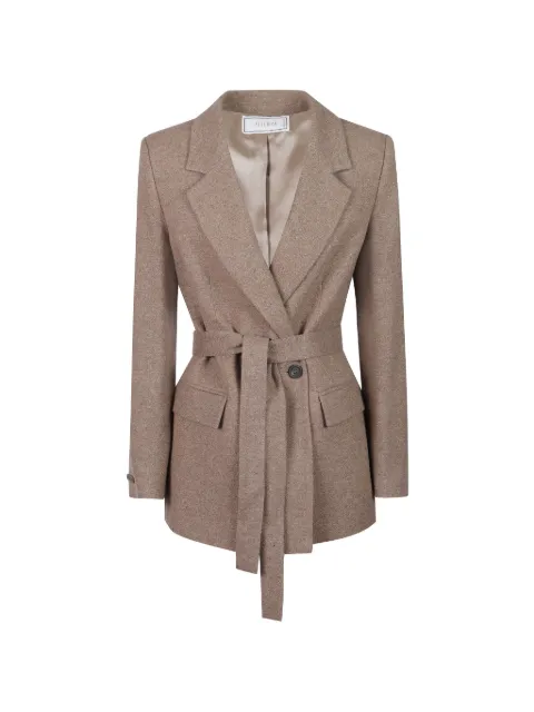 Peserico belted notch-lapel blazer Neutrals S01250A04314
