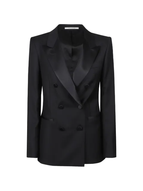 Tagliatore double-breasted satin-trim blazer Black KPARIGI10A070001N