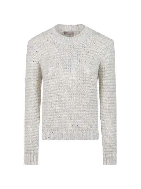 Herno sequin-embellished chunky-knit sweater Neutrals MG00050DR70335