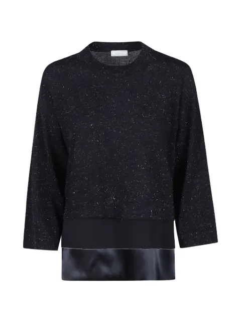 Peserico layered-effect lamé-detail sweater Black A89310F14D9771