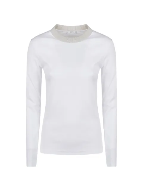 Peserico metallic-trim long-sleeve T-shirt White S06970J0B5669