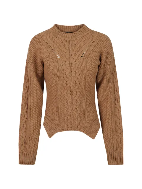 DONDUP cable-knit pointelle-trim sweater Brown DT446M01027D002