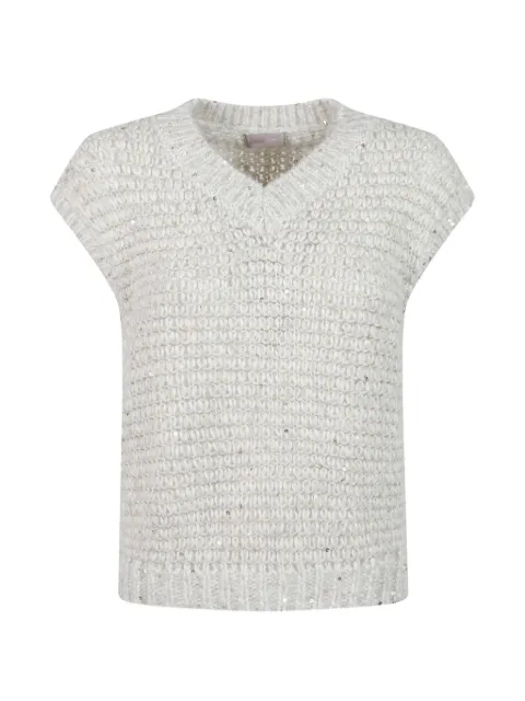 Herno sequin-embellished V-neck sweater Grey MV00009DR70335