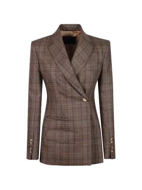DONDUP check-pattern double-breasted jacket Brown DJ789QF0208DXXX