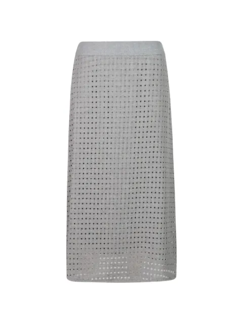 Peserico perforated-design A-line midi skirt Grey P0526807211971