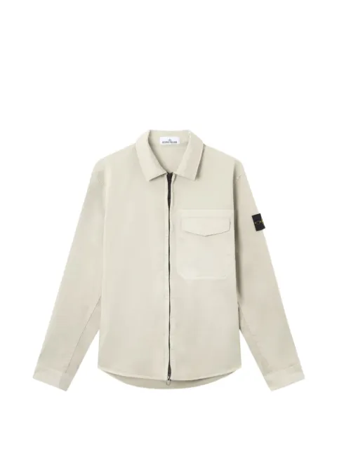 Stone Island 1200015 stretch organic cotton satin regular-fit overshirt with concealed zip Grey L1S151200015S0012