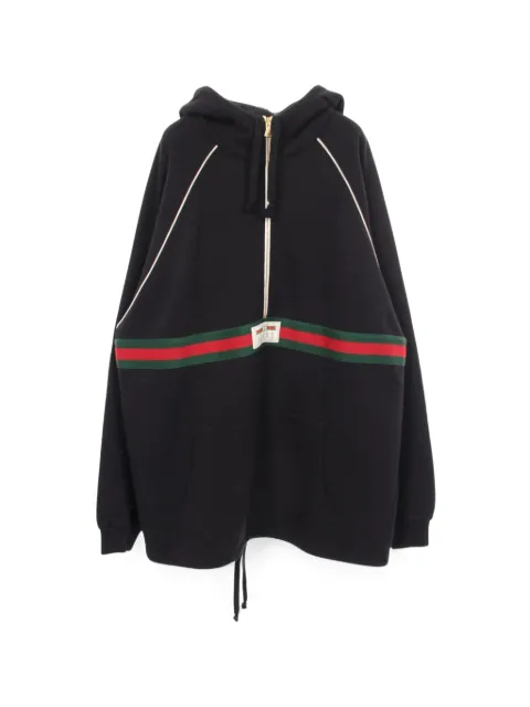 Gucci Pre-Owned Web stripe half-zip hoodie Black 1083991