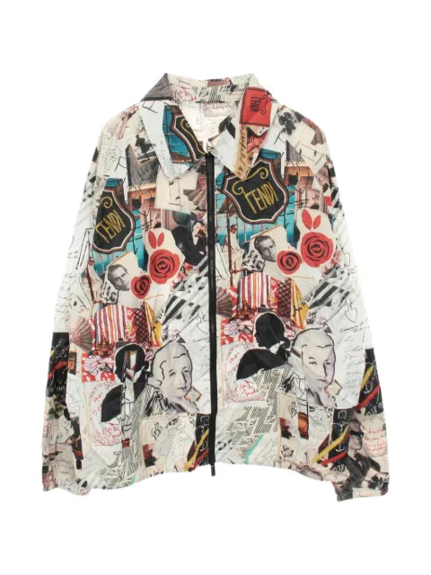 Fendi Pre-Owned patterned zip-up blouson jacket Neutrals 1082564