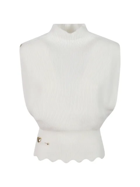 TWINSET heart-motif scalloped-hem vest White 262TP3050