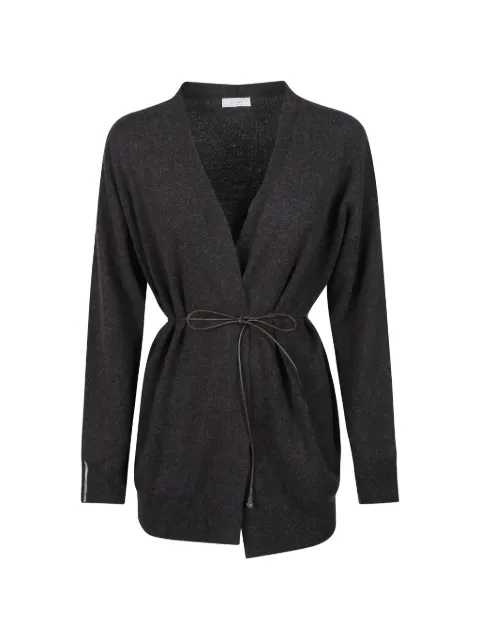 Peserico belted V-neck cardigan Grey A99210F12A09283953