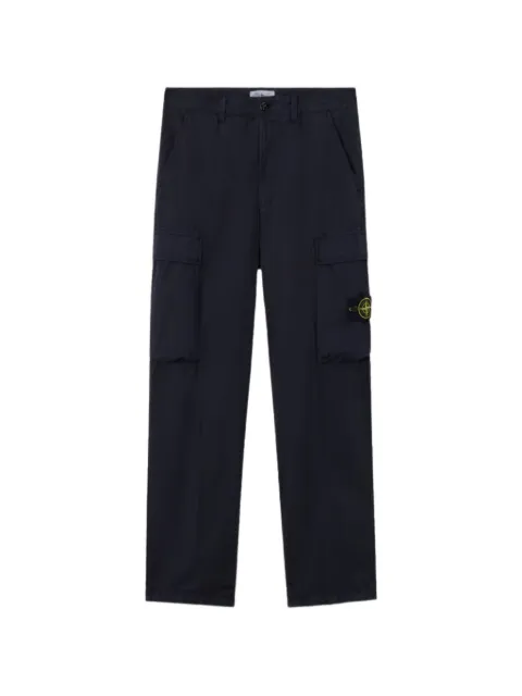 Stone Island logo-patch straight-leg trousers Blue 3100043V0
