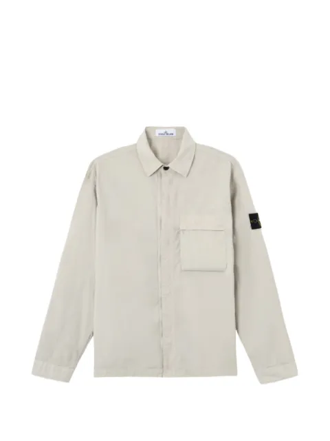 Stone Island garment-dyed flap-pocket shirt Neutrals 1200032