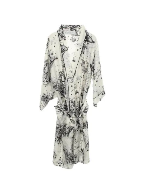 Christian Dior Pre-Owned Chez Moi Zodiac silk midi dress White 1084134