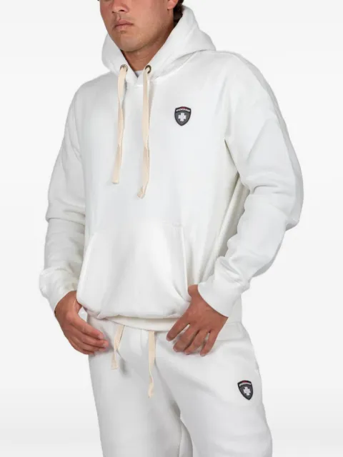 PODHIO Shield logo-patch drawstring hoodie White PD910
