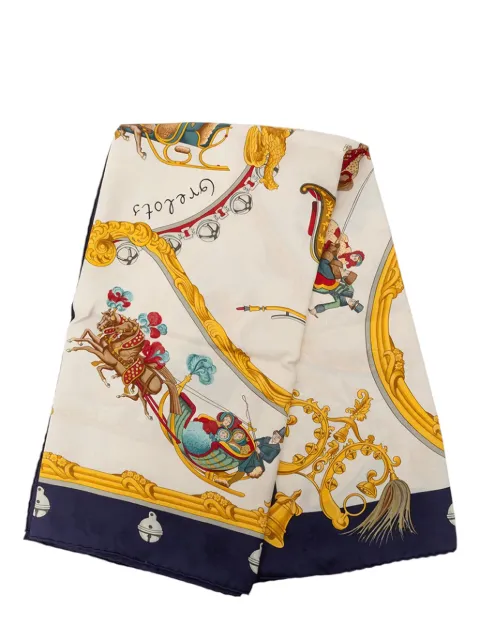 Hermès Pre-Owned 2000-2026 Plumes et Grelots Silk Scarf 90 scarves Blue UHGSPCU10TQXD4B6