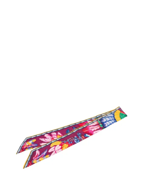 Hermès Pre-Owned 2000-2026 Brazil Feather Silk Twilly Scarf scarves Purple 6KXAH9JI7BMVOXOE