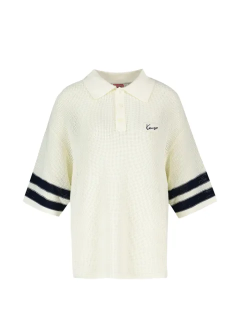 Kenzo crochet-knit striped polo shirt Neutrals FG65PO8023EH