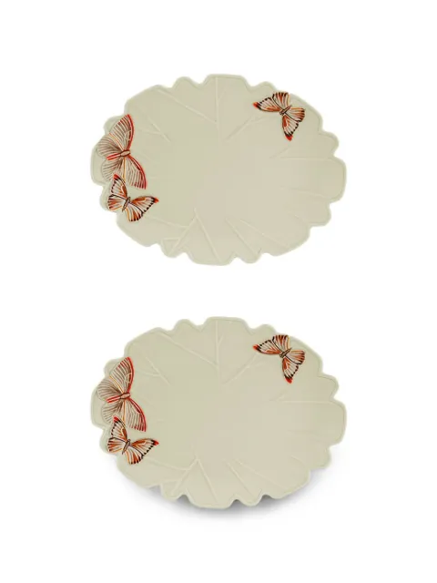 Bordallo Pinheiro x Claudia Schiffer Cloudy Butterflies platter (set of two) White 65030586SET2