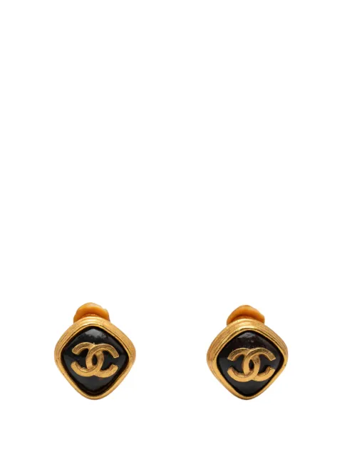 CHANEL Pre-Owned 1997 CC Gold Plated and Resin Rhombus Clip On Earrings costume earrings Gold JI0H96XS2IEZ9OWV