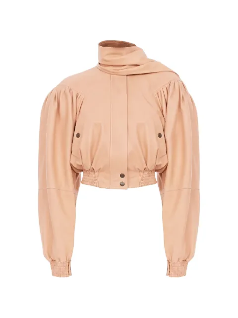 Chloé scarf-detail leather cropped jacket Neutrals 26UCV33201