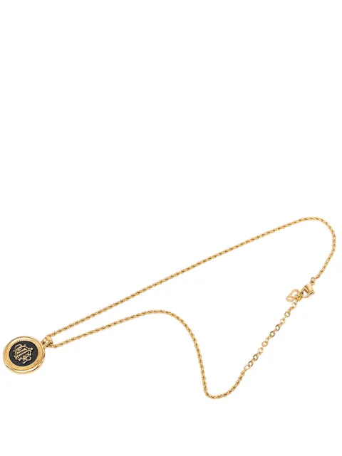 Christian Dior Pre-Owned 20th Century Gold Plated Enamel Logo Round Pendant Necklace costume necklace Gold 82ZM25SS3DU0YPRL