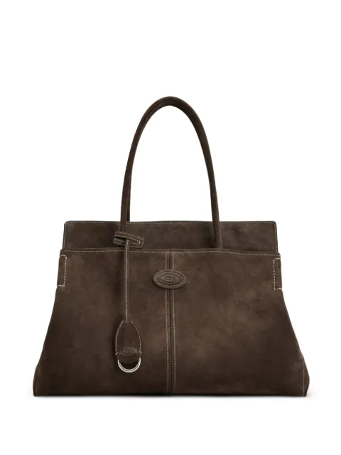 Tod's suede logo-patch tote bag Brown XBWDBKA0300P3A