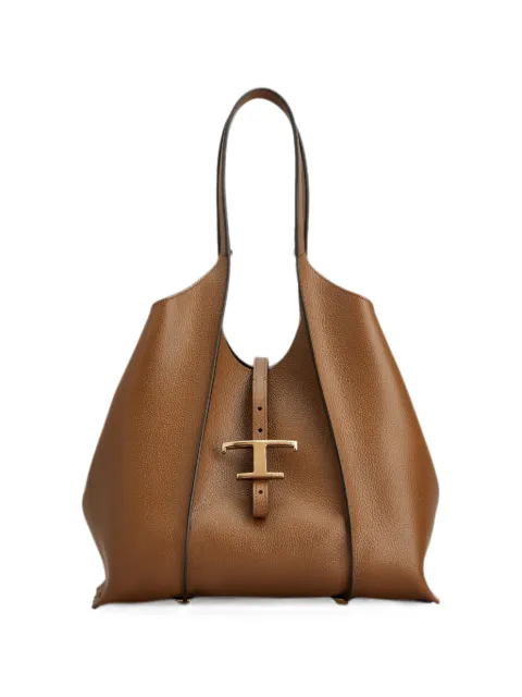 Tod's T Timeless shopping bag in leather small Brown XBWTSBA0200XSO