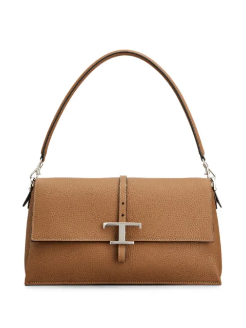 Tod's T Timeless flap bag in leather small Brown XBWTSEC9200WNT