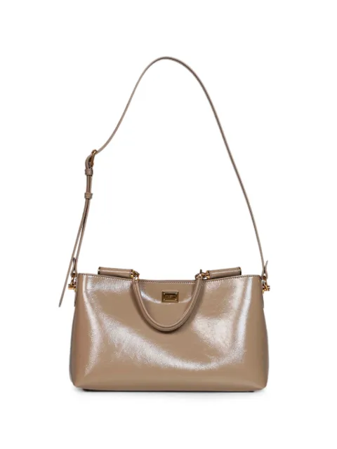 Dolce & Gabbana Vittoria Medium shiny leather tote bag Neutrals BB7896AZ000