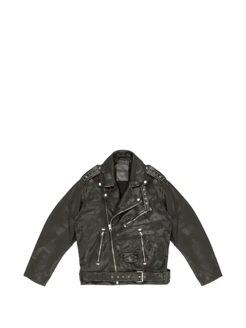 Htc Los Angeles Melrose stud-embellished belted leather jacket Black 22WHTGI003