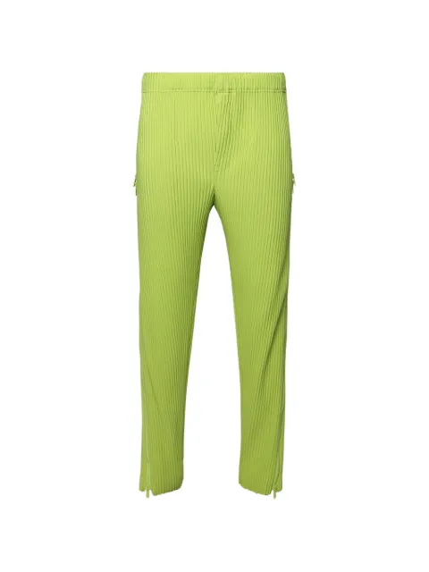 Homme Plissé Issey Miyake pleated zip-detail trousers Green HP66JF232