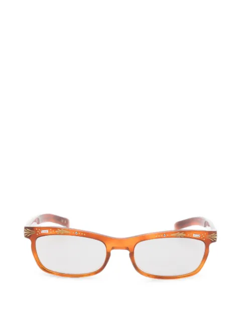 VALENTINO GARAVANI EYEWEAR V-Logo crystal-embellished rectangle-frame sunglasses Brown VG0044S
