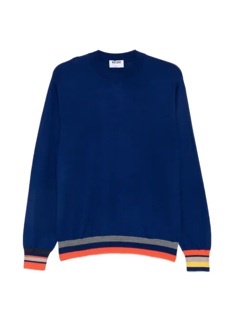 Moschino stripe-trim wool sweater Blue A09335200