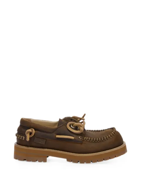 Moschino whipstitch-trim chunky-sole boat shoes Brown MB10354G0PGF0