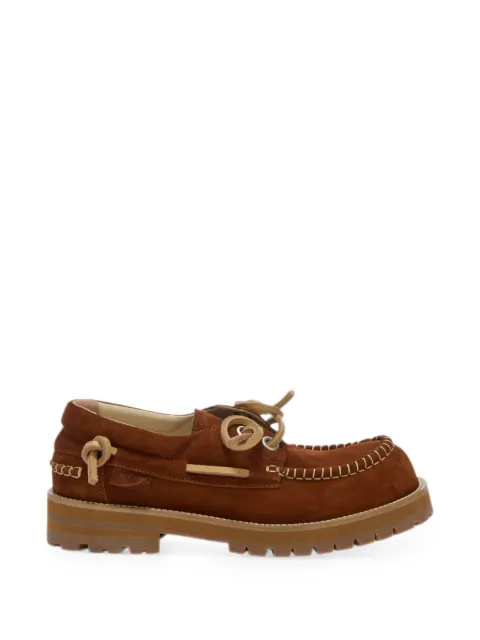 Moschino whipstitch lug-sole boat shoes Brown MB10354G0PGG5