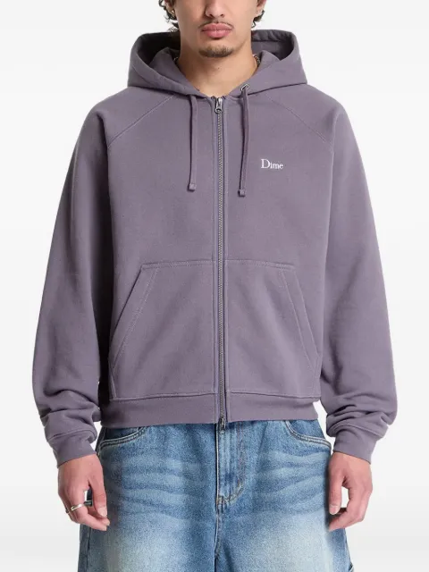 dime logo-embroidered zip-up hoodie Purple DIMESU2652GRP