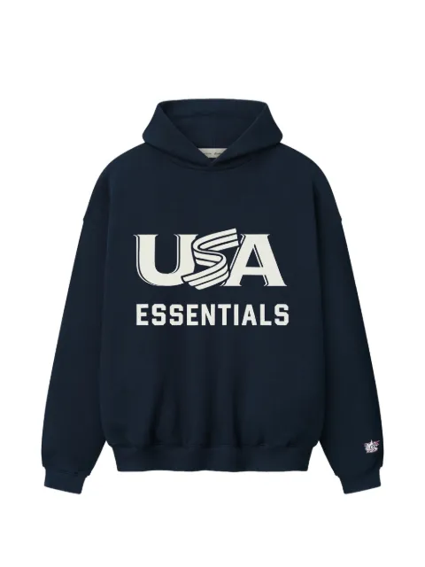 FEAR OF GOD ESSENTIALS USA logo-print hoodie Blue RW00186