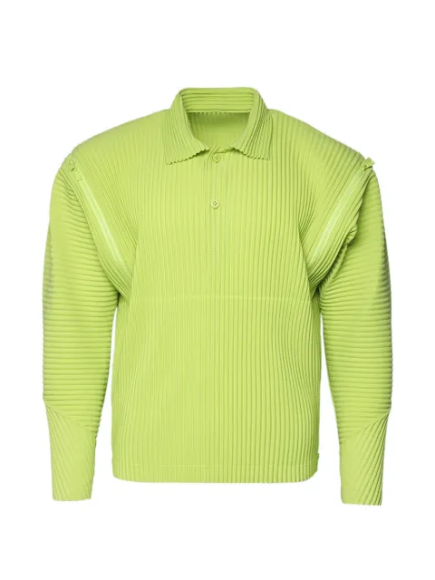 Homme Plissé Issey Miyake plissé zip-detail polo shirt Green HP66JM231