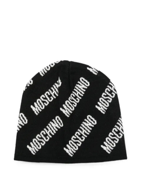 Moschino logo-print beanie hat Black 60112M5859