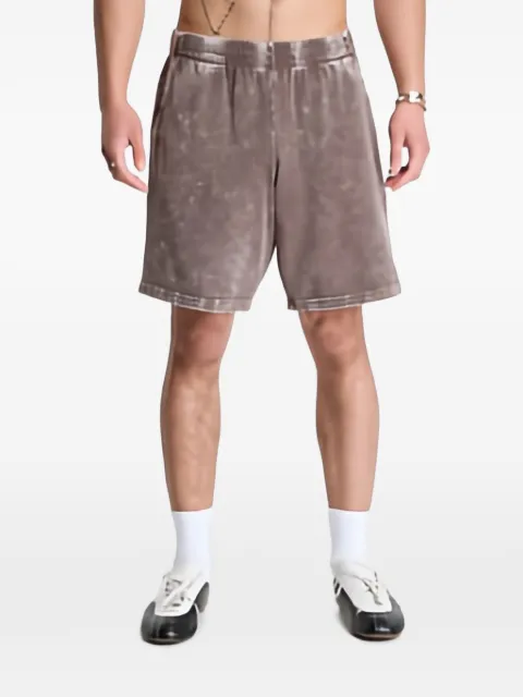 dime logo-embroidered acid-wash shorts Brown DIMESU2622