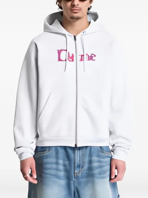 dime Veins logo-embroidered hoodie Grey DIMESU2646